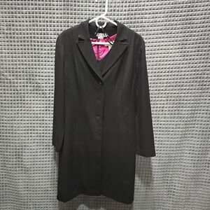 Basic Black Midi Dress +Overcoat Sz10 2pc Set Funeral Corp Capsule Lightweight